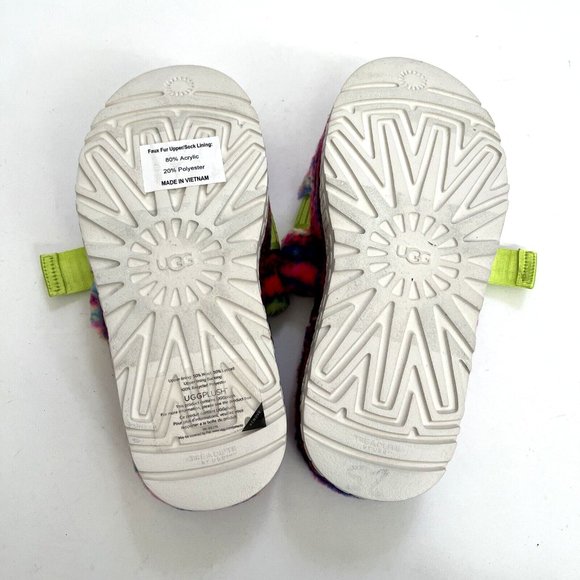 NWOB UGG Fluffita Pixelate Slide Sandals | Size 9 Multicolor Faux Shearling - Picture 8 of 9